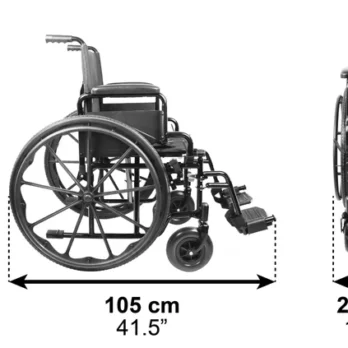 diagrama con medidas de ancho de silla de ruedas manual
