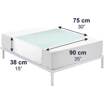 empapador cama con medidas 90x140 cm ilustradas