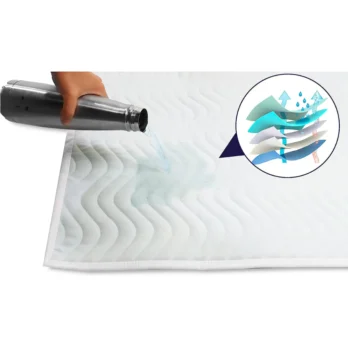 empapador cama mojado con gota en primer plano