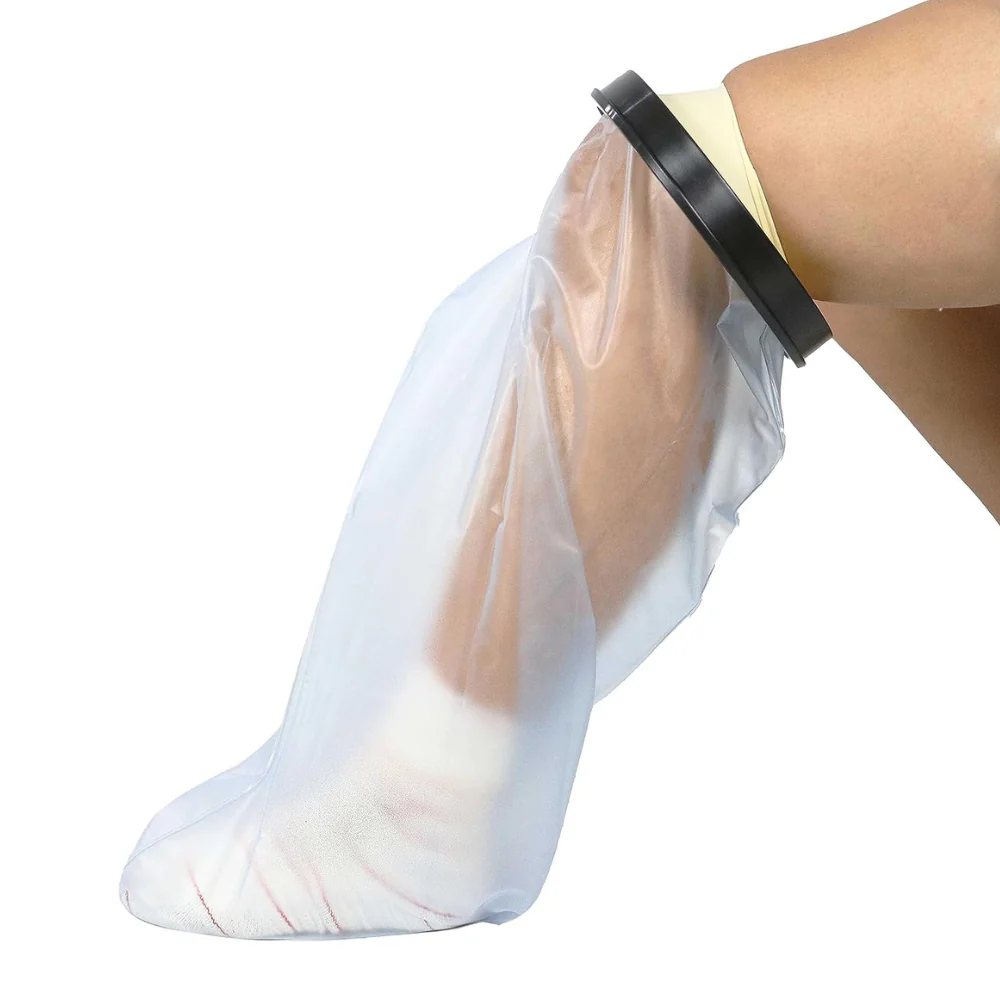 funda impermeable para pierna escayolada transparente con cierre