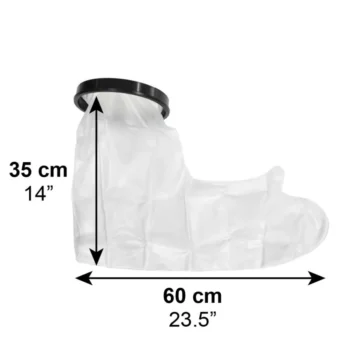 funda impermeable para pierna vista tecnica detallada con medidas
