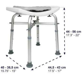 medidas tecnicas de asiento de ducha con respaldo ergonomico