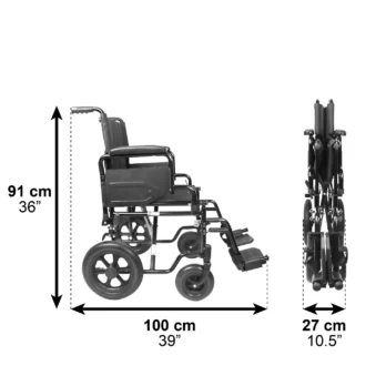 medidas tecnicas de silla de ruedas vista lateral