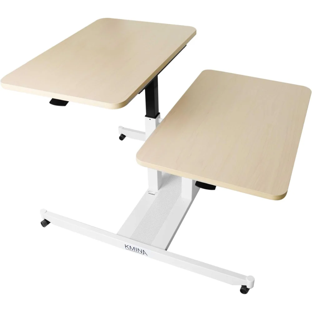 mesa auxiliar doble diseno regulable con ruedas