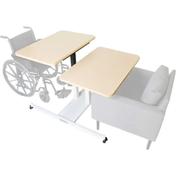 mesa con silla de ruedas diseno isometrico semi transparente