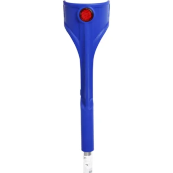muleta azul con apoyo en antebrazo y boton de ajuste rojo