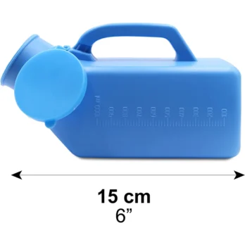orinal urinario masculino azul con tapa medidas visibles