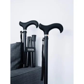 pack bastones plegables negros en soporte vertical