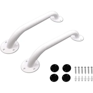 pack de 2 asideros blancos para bano 30 cm con tornillos