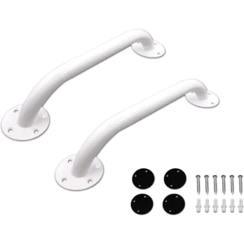 pack de 2 asideros blancos para bano 30 cm con tornillos