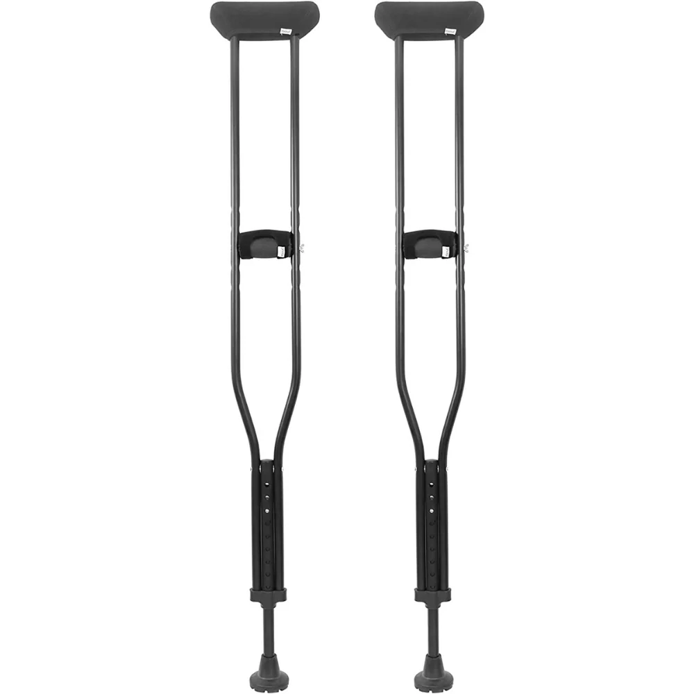 par de muletas axilares metalicas con altura ajustable