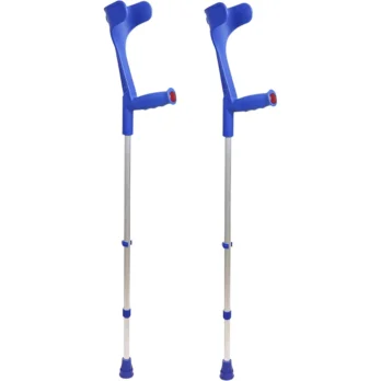 par de muletas ortopedicas ajustables en altura color azul