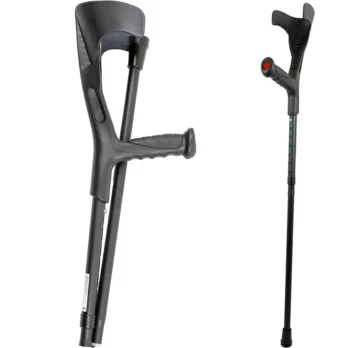 par de muletas ortopedicas plegables de aluminio en color negro