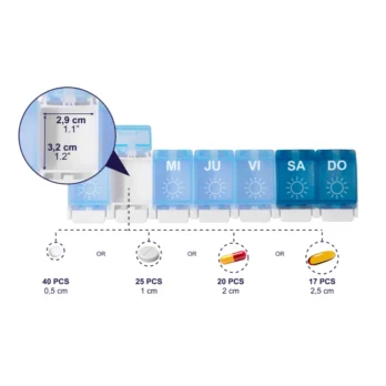 pastillero con simbolos de sol y luna para diferentes horarios