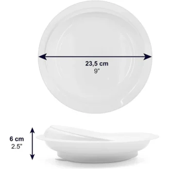plato blanco con dimensiones indicadas diseno ergonomico