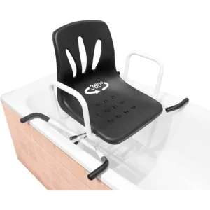 silla de banera giratoria con asiento ergonomico y respaldo negro