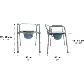 silla de bano con reposabrazos plano tecnico con medidas