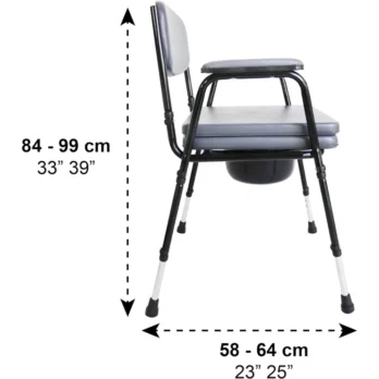 silla de bano con reposabrazos y respaldo curvo