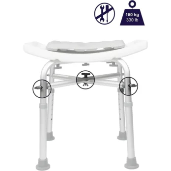 silla de ducha con respaldo curvo y goma antideslizante modelo 179