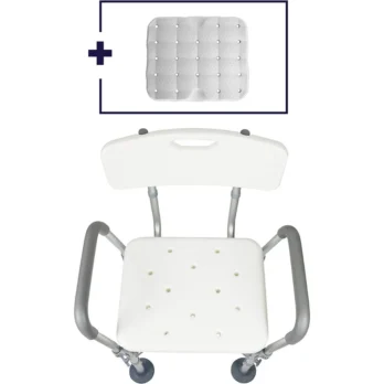 silla de ducha con respaldo ergonomico y drenaje
