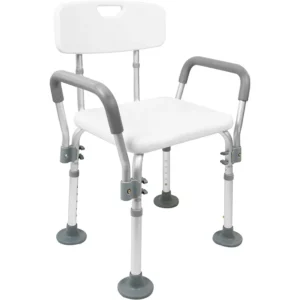 silla de ducha con respaldo patas antideslizantes y altura ajustable