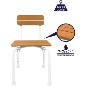 silla de ducha con respaldo plegable dibujo tecnico