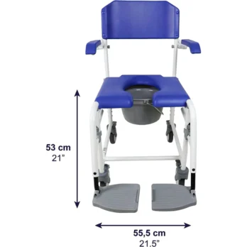 silla de ducha con ruedas reposabrazos abatibles y asiento ergonomico perforado