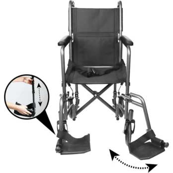 silla de ruedas con reposapies abatible