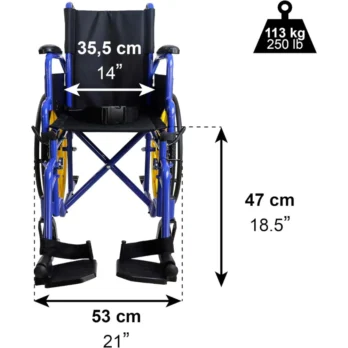 silla de ruedas infantil plegable con medidas frontal