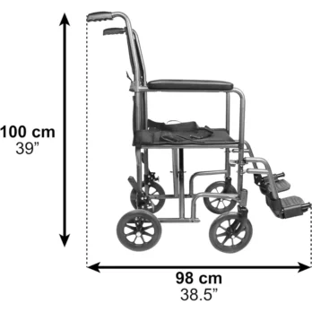 silla de ruedas medidas laterales detalladas
