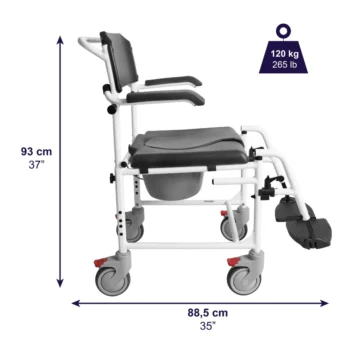 silla de ruedas plegable con ruedas traseras grandes frenos y asiento tipo wc