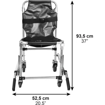 silla de transferencia con respaldo acolchado frontal con dimensiones