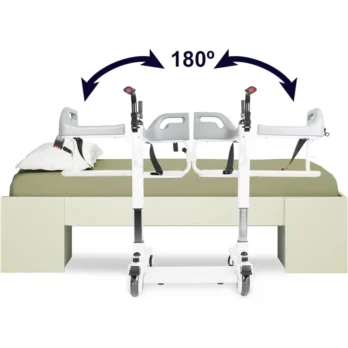 silla de transferencia disenada para usarse entre cama y silla con respaldo y apoyabrazos