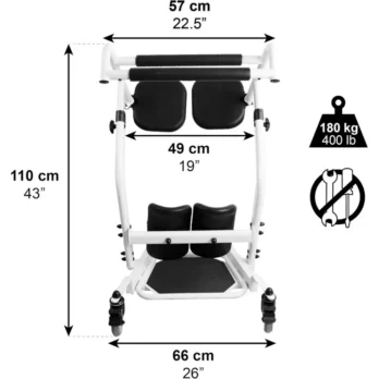 silla de transferencia ilustracion frontal con dimensiones tecnicas