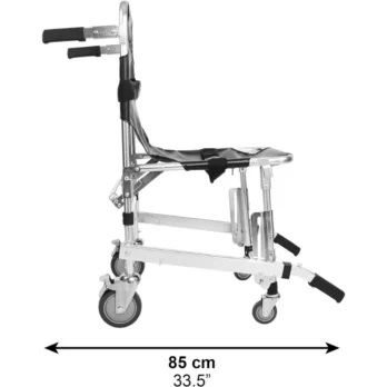 silla de transferencia vista lateral con especificaciones plegado