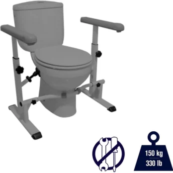 silla ortopedica gris con asiento acolchado y apoyabrazos ajustables