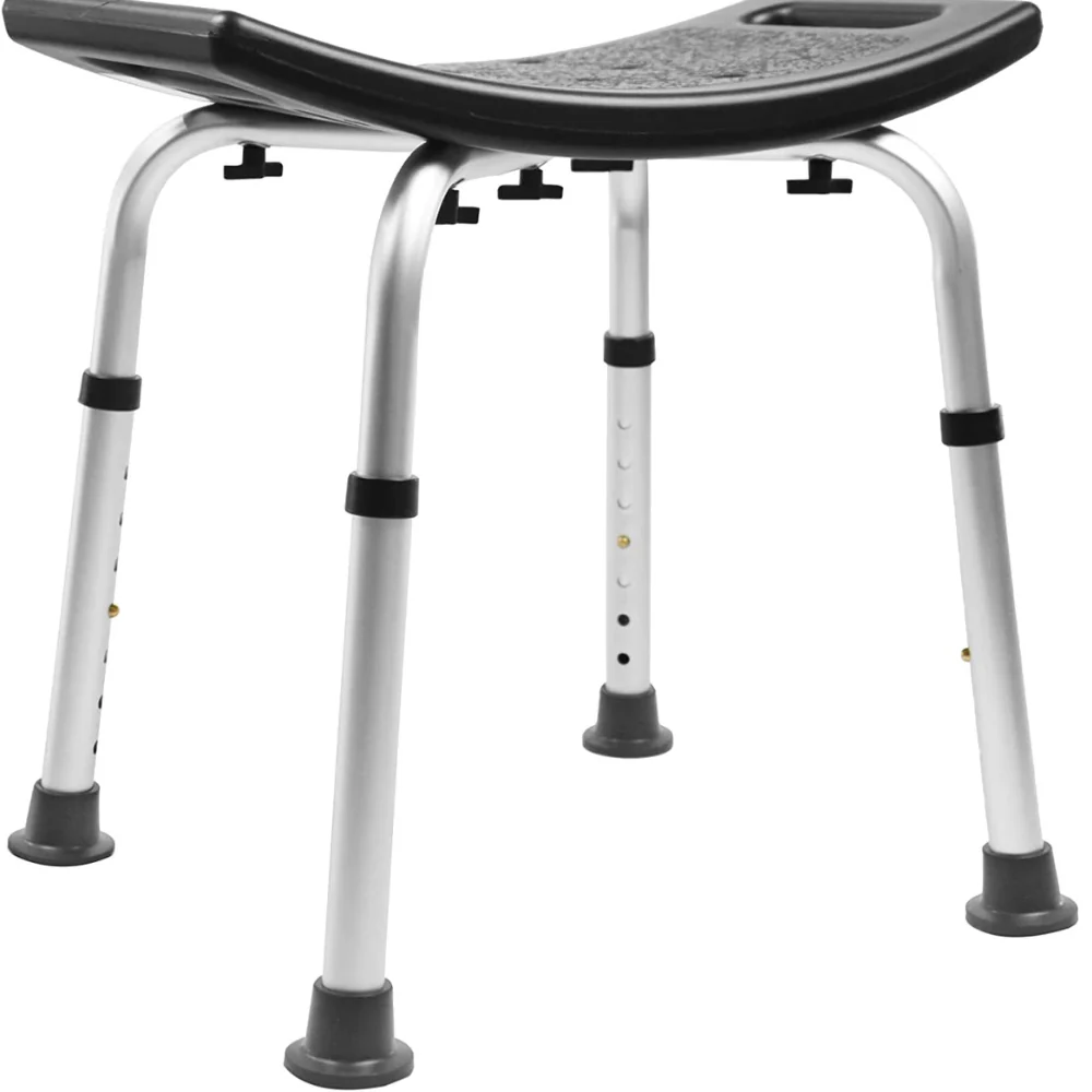 taburete de ducha ajustable con estructura de aluminio resistente