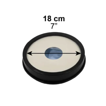 tapa de goma redonda negra con diametro indicado 18 cm