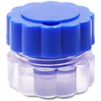 triturador de pastillas azul con recipiente transparente