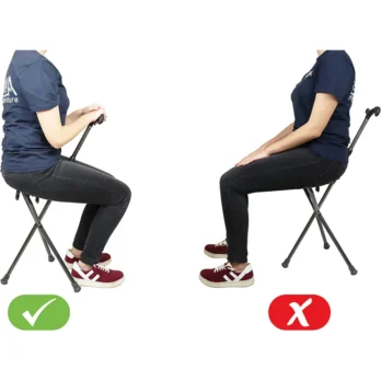 uso correcto vs incorrecto del baston con silla