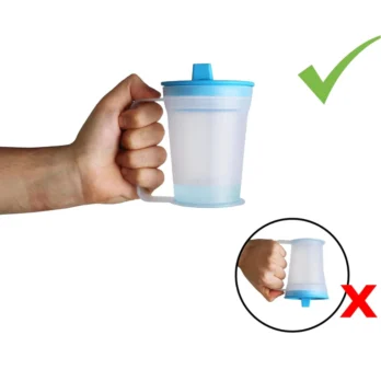 vaso ergonomico con asas laterales y base antideslizante