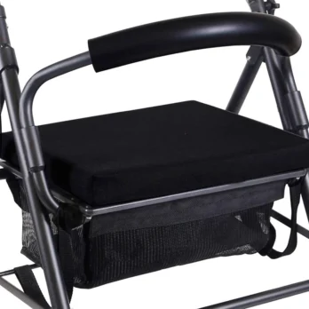 vista inferior asiento acolchado del andador confort negro