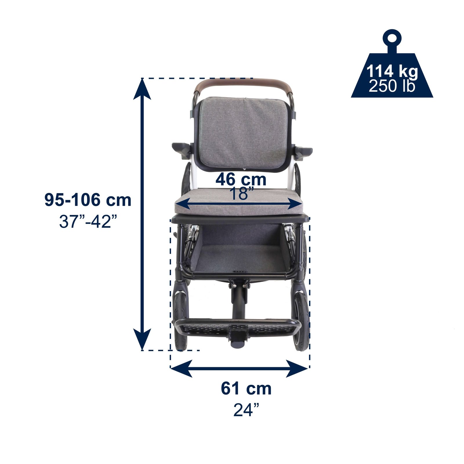 Silla de Ruedas Plegable y Ligera, Sillas Ruedas Transporte, Blanco 3 FOTOSPRODUCTOSILLASKMINAPRO blanca transport frente scaled