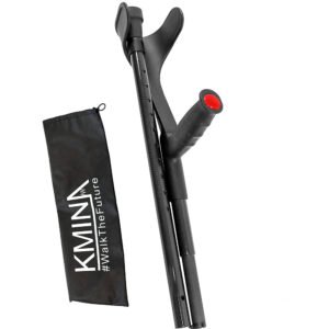 Muleta de codo plegable de fibra de carbono junto a su funda KMINA