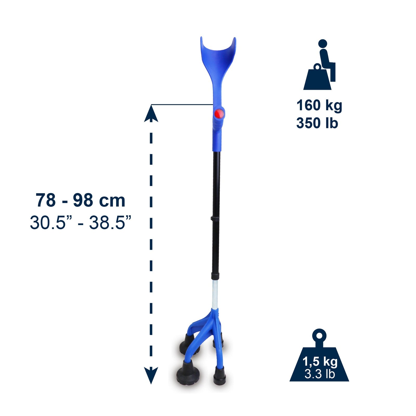 Muleta de Cuatro Patas Azul, Pesada y Robusta (1,5 kg), Fabricada en España 3 Muleta 4 patas parkinson 3