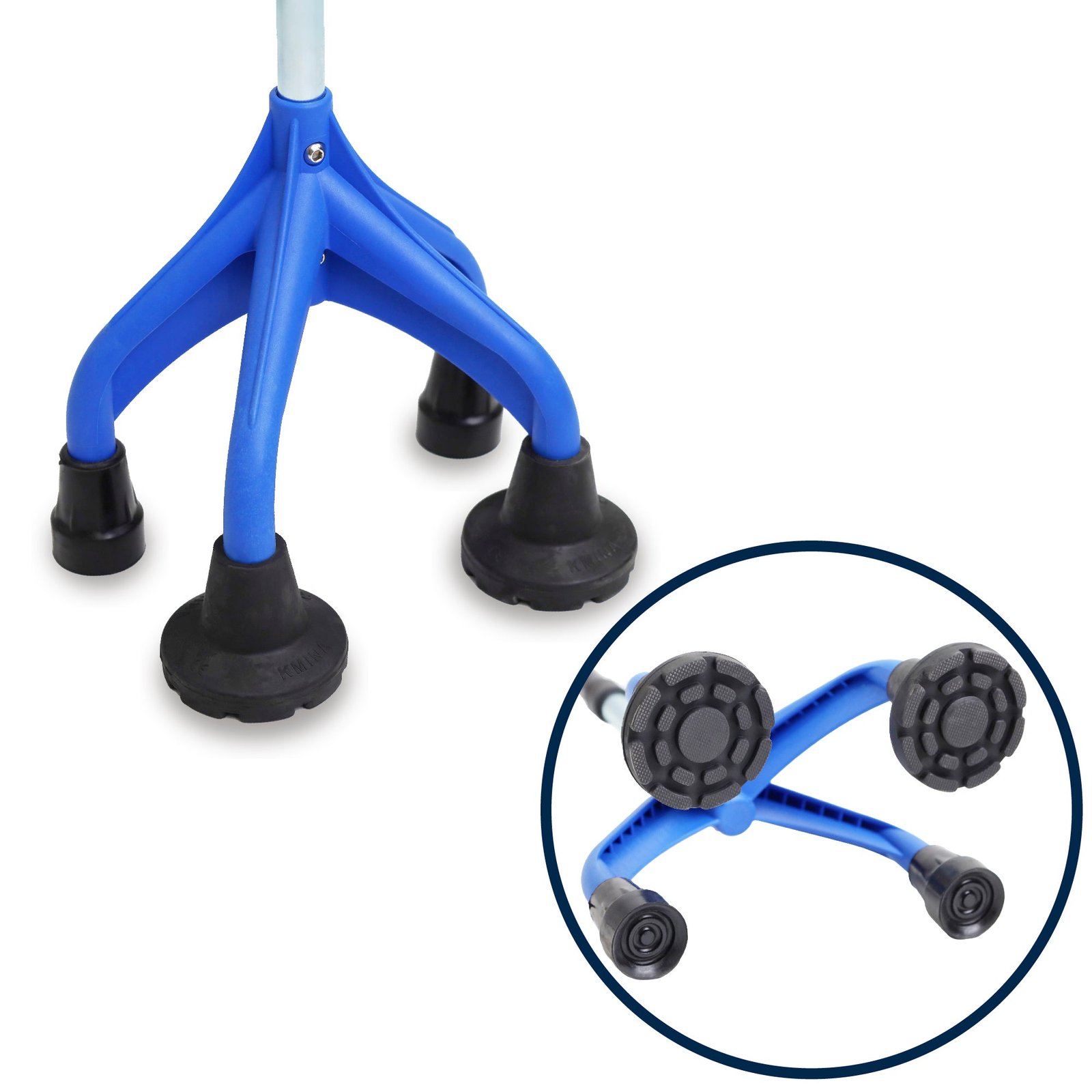 Muleta de Cuatro Patas Azul, Pesada y Robusta (1,5 kg), Fabricada en España 4 Muleta 4 patas parkinson 4