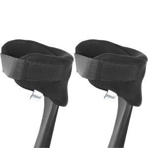 Dos muletas de codo con la funda acolchada de velcro puesta en el apoyabrazos