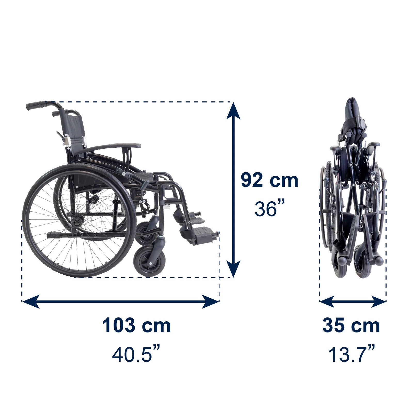Silla de ruedas plegable y ligera de aluminio para personas mayores facil de transportar facil de almacenar guardar