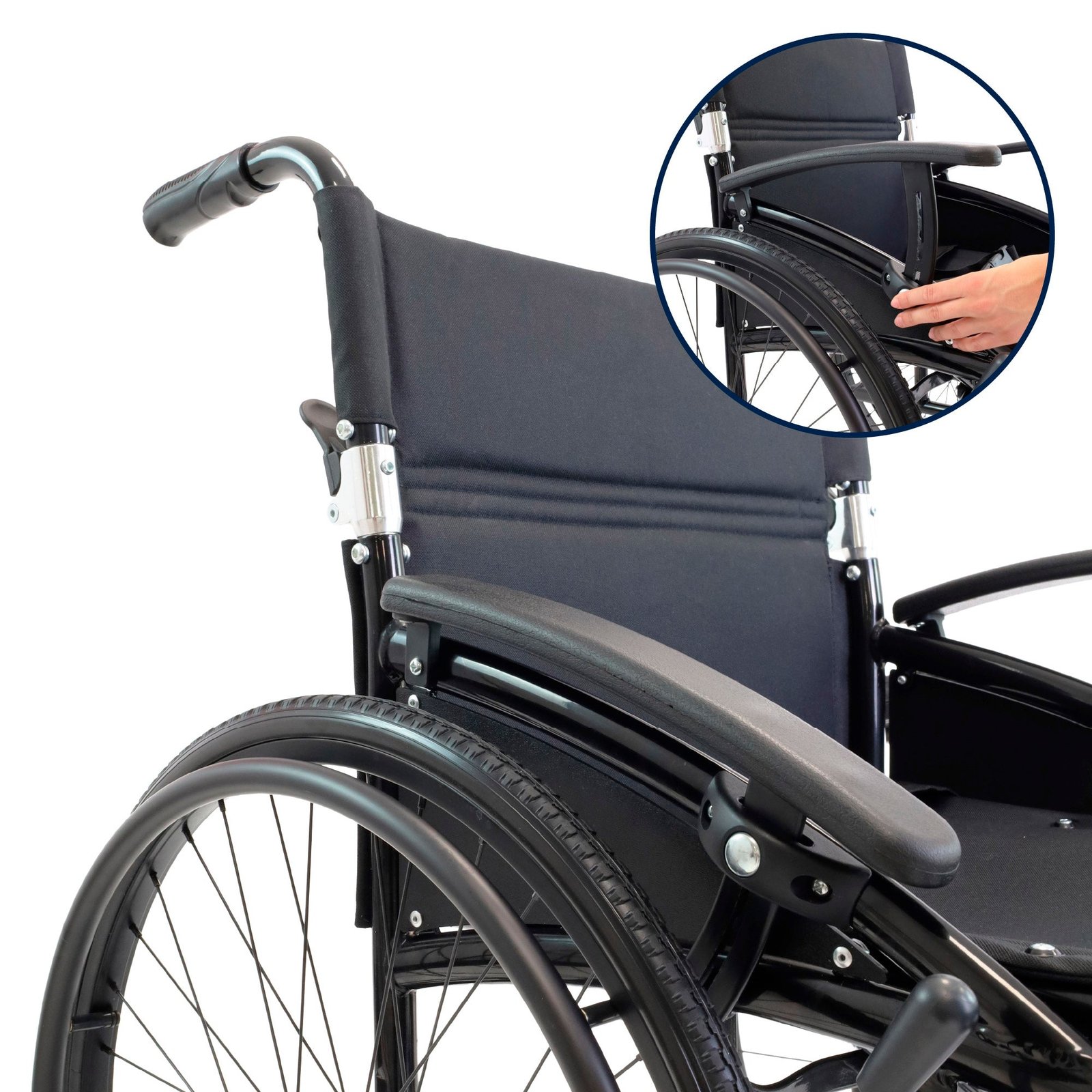 Silla de ruedas plegable y ligera de aluminio para personas mayores reposabrazos abatible