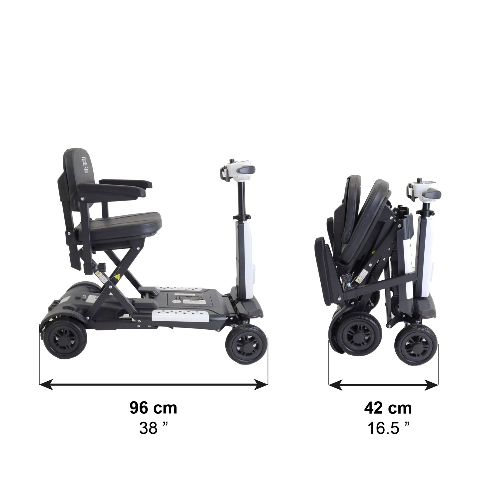 Scooter Plegado Eléctrico para Adultos Blanco con Reposabrazos 3 scooter plegado electrico automatico blanco 10 scaled